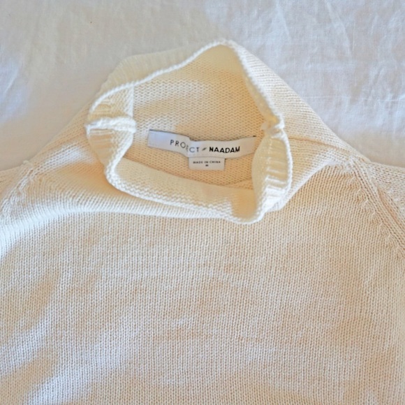 Pre-owned Project Naadam White Ivory Women's Size Medium Ruffle Mock Sweater - Picture 3 of 7